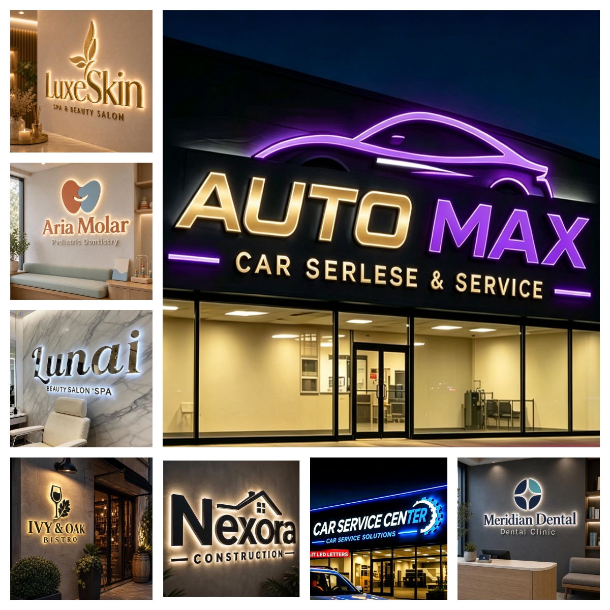 3D op maat gemaakte LED-verlic - Auto Repair Shop Logo Design recensie en prijs